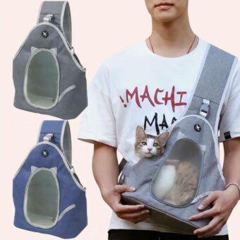 Sac à bandoulière respirant avec trou pour la tête gris, confortable, porté par un homme