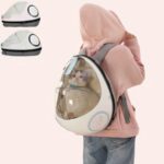 Sac à dos de transport avec coussin pour chat, confortable, porté par une femme avec un chat à l'intérieur
