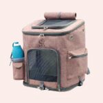 Sac de transport double porte pour chat rose très confortable