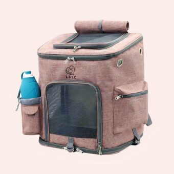 Sac de transport double porte pour chat rose très confortable