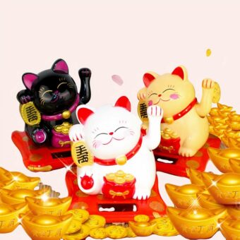 Statue chat porte bonheur à plusieurs couleurs très mignonne