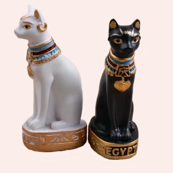 Statue de chat égyptien, vintage, noir et blanc, très haute qualité