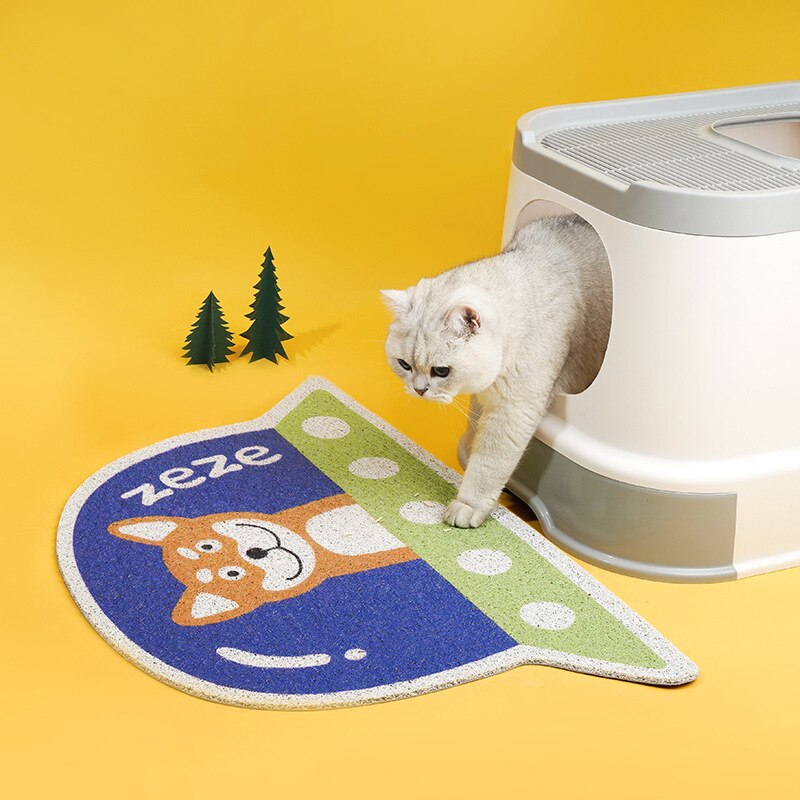Tapis de litière à motif dessin animé pour chat très confortable