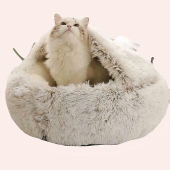 Lit rond en peluche pour chat