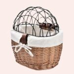 Panier à vélo blanc et marron pour chat très confortable et très bonne qualité