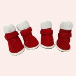 Bottes chaudes douces antidérapantes pour chat, confortable de couleurs rouge et blanc