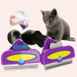 Brosse de nettoyage de poils violet pour chat, très pratique de couleur violet et noir