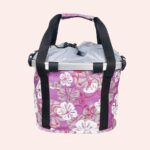 Panier de vélo violet motif fleurs pour chat, très confortable, à la mode