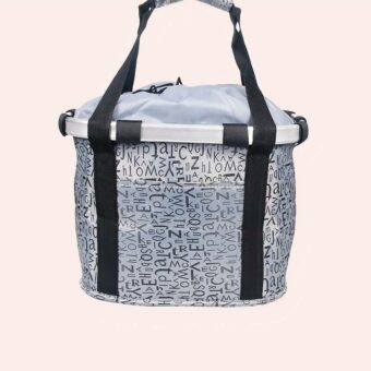 Panier de vélo gris à motif inscription pour chat, confortable de couleurs gris
