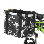 Panier de vélo noir pliable à motif fleur pour chat, confortable sur un velot