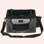 Panier vélo noir en oxford pour chat, confortable de couleurs gris et noir