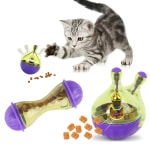 Boule d'alimentation Interactive pour chat de couleur violet, très pratique