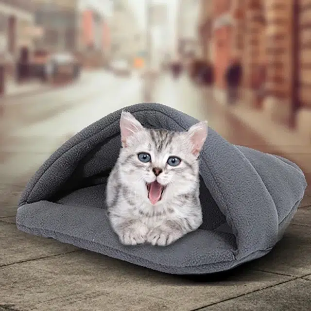 Sac de couchage couleur unie pour chat, couleurs gris, très confortable