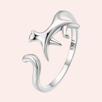 Bague fine argenté avec une silhouette de chat