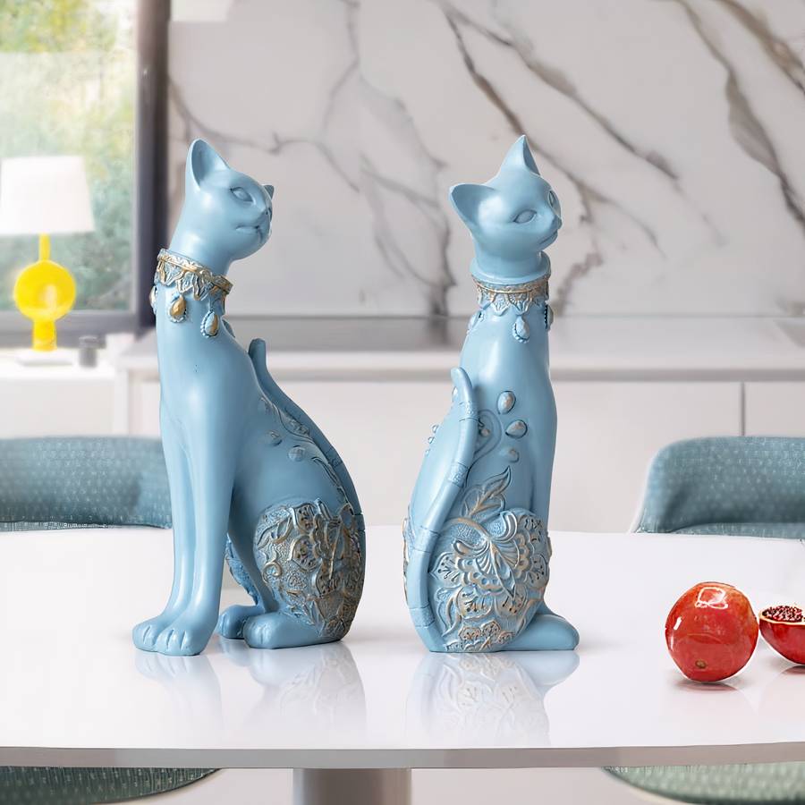Figurine mignon chaton en céramique jouant avec une pelote de laine collection vintage