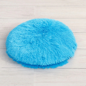 Tapis bleu rond doux et moelleux à poil long pour couchage des chats