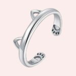 Bague ajustable en argent 925 avec oreilles de chat