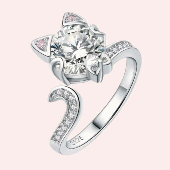 Bague chat ajustable en argent Sterling 925 pour femme