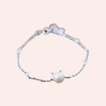 Bracelet chat en argent avec perle