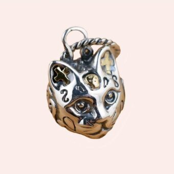Pendentif chat en argent Sterling 925 style retro