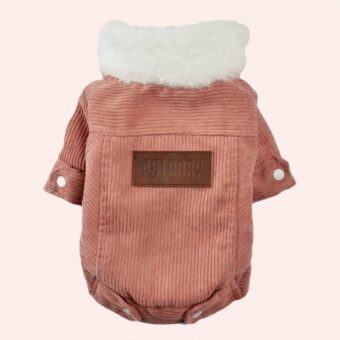 Manteau épais et doux pour chat, couleur rose et fourrure blanc à la mode