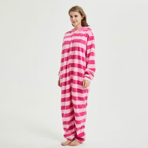Pyjama combinaison façon kigurumis pour femme, chat rose
