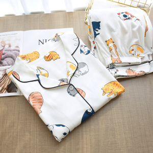 Pyjama pour femme en coton imprimé chats colorés