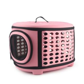 Sac de transport pour chat avec aération de couleur rose
