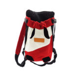 Sac à dos chat de voyage de couleur rouge et beige avec une petite languette beige