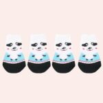 Chaussettes pour chat à motifs de panda de couleur blanc et bleu