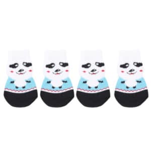 Chaussettes pour chat à motifs de panda de couleur blanc et bleu