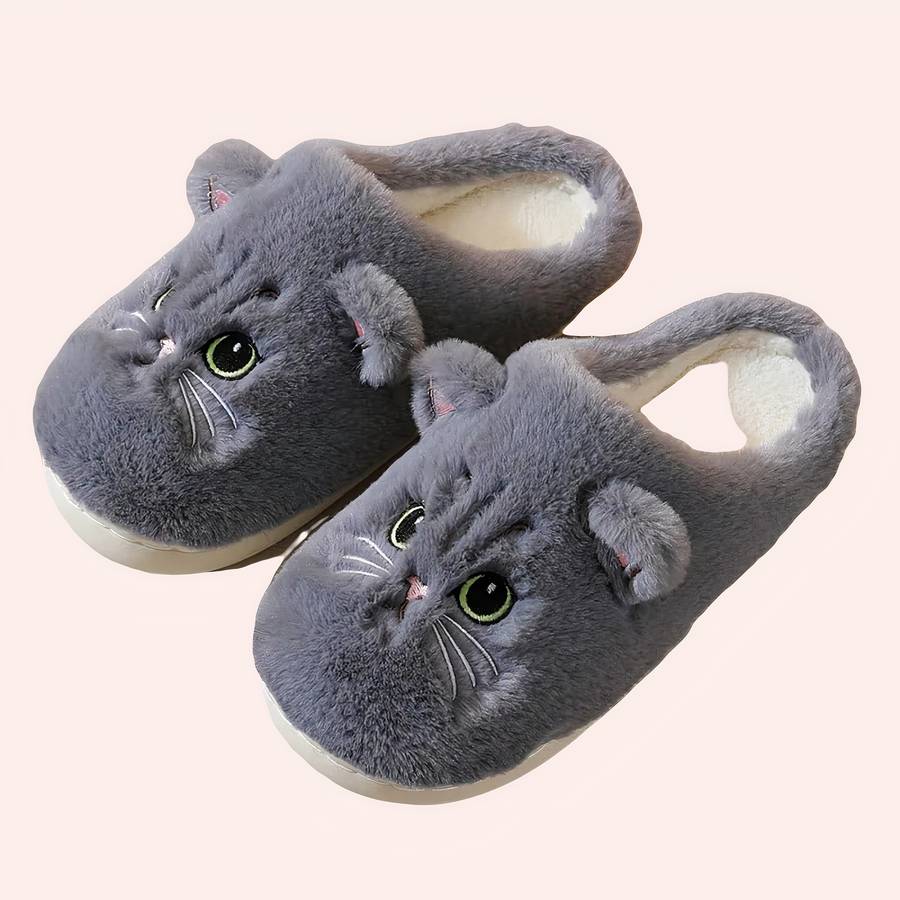Pantoufles Chaussons En Peluche Motif Patte De Chat For Femme