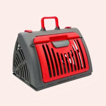 Cage pliable et portable en plastique pour chat, En forme réctangulaire.