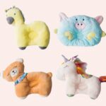 4 doudous oreillers pour chat en forme d'animaux: un cerf, un ours, une licorne, un cochon