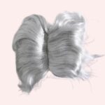 Perruque grise pour chat sur fond rose