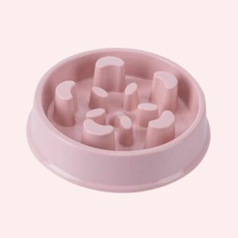 Gamelle anti glouton pour chat rose sur fond rose